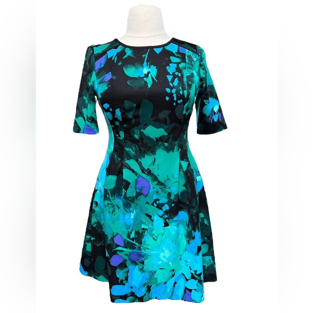 Vince Camuto Womens Floral Print Short Sleeve Midi Dress Size 14‎
